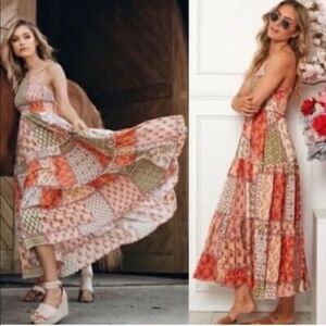 Abel the Label Anthropologie Floral Patchwork Gypiana Maxi Dress, size XS